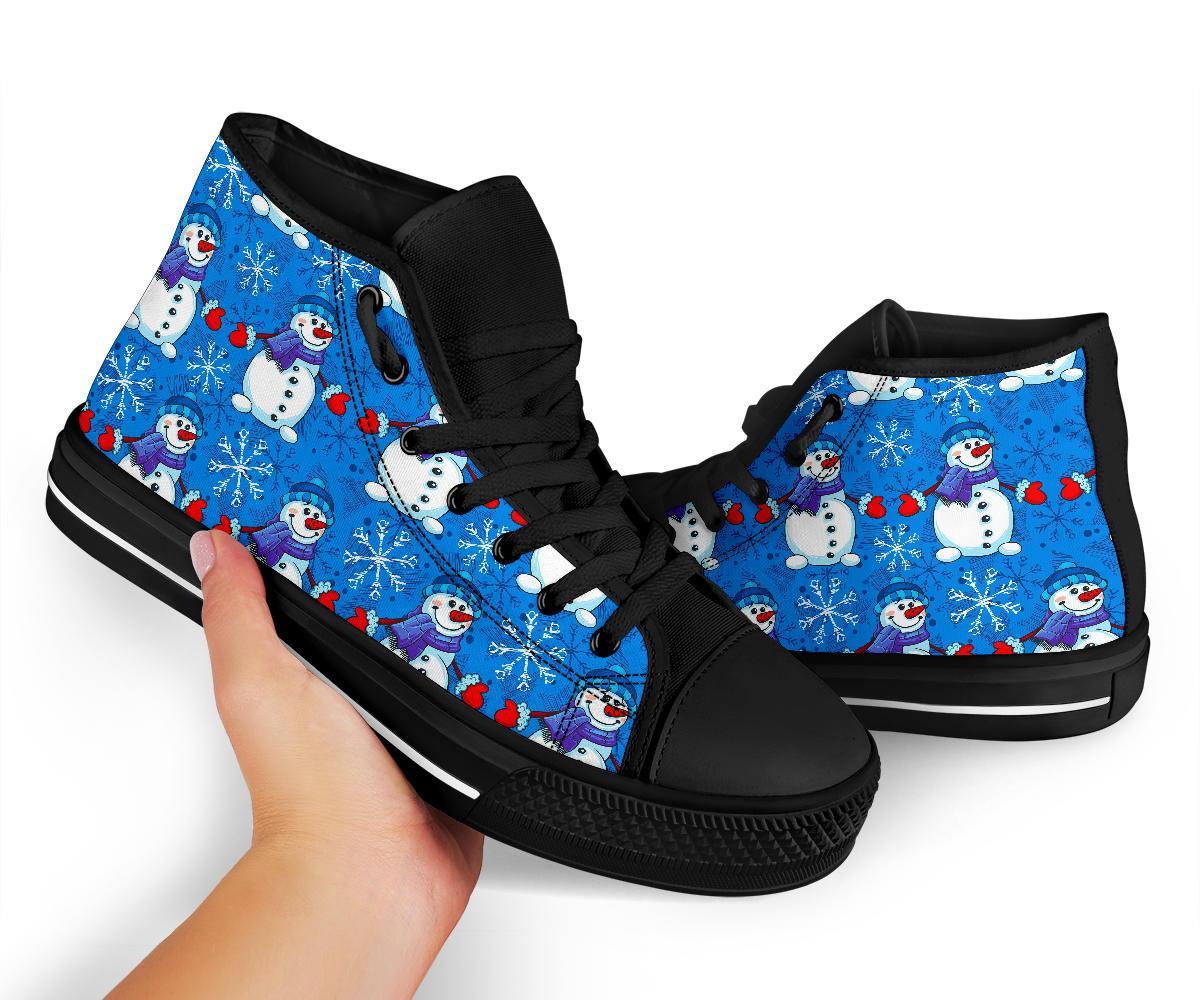 Snowman Snowflake Pattern Print Men Women's High Top Shoes-grizzshop