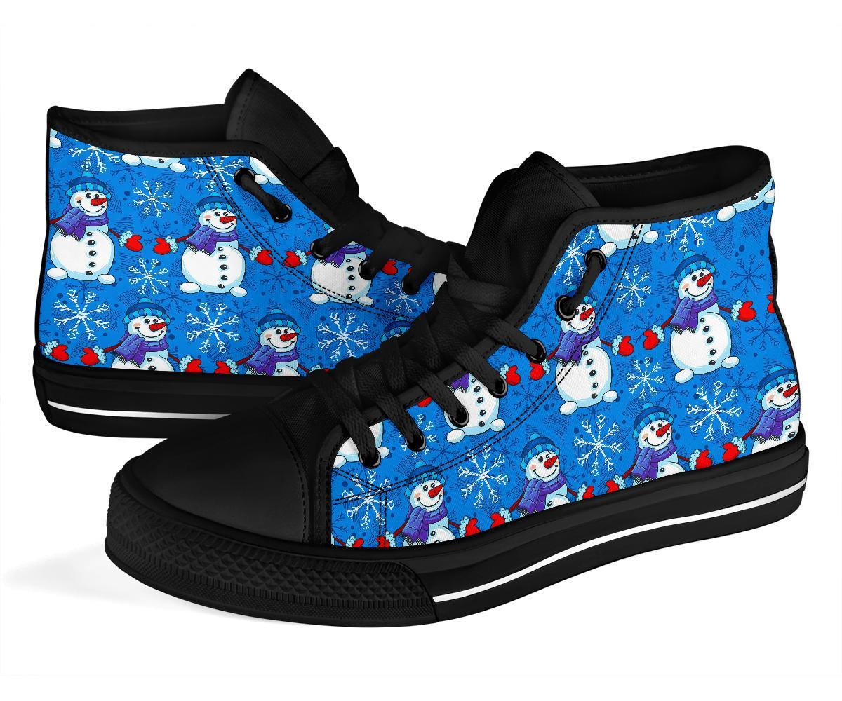 Snowman Snowflake Pattern Print Men Women's High Top Shoes-grizzshop