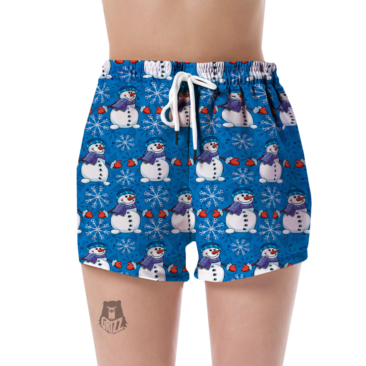 Snowman Snowflake Pattern Print Women's Shorts-grizzshop