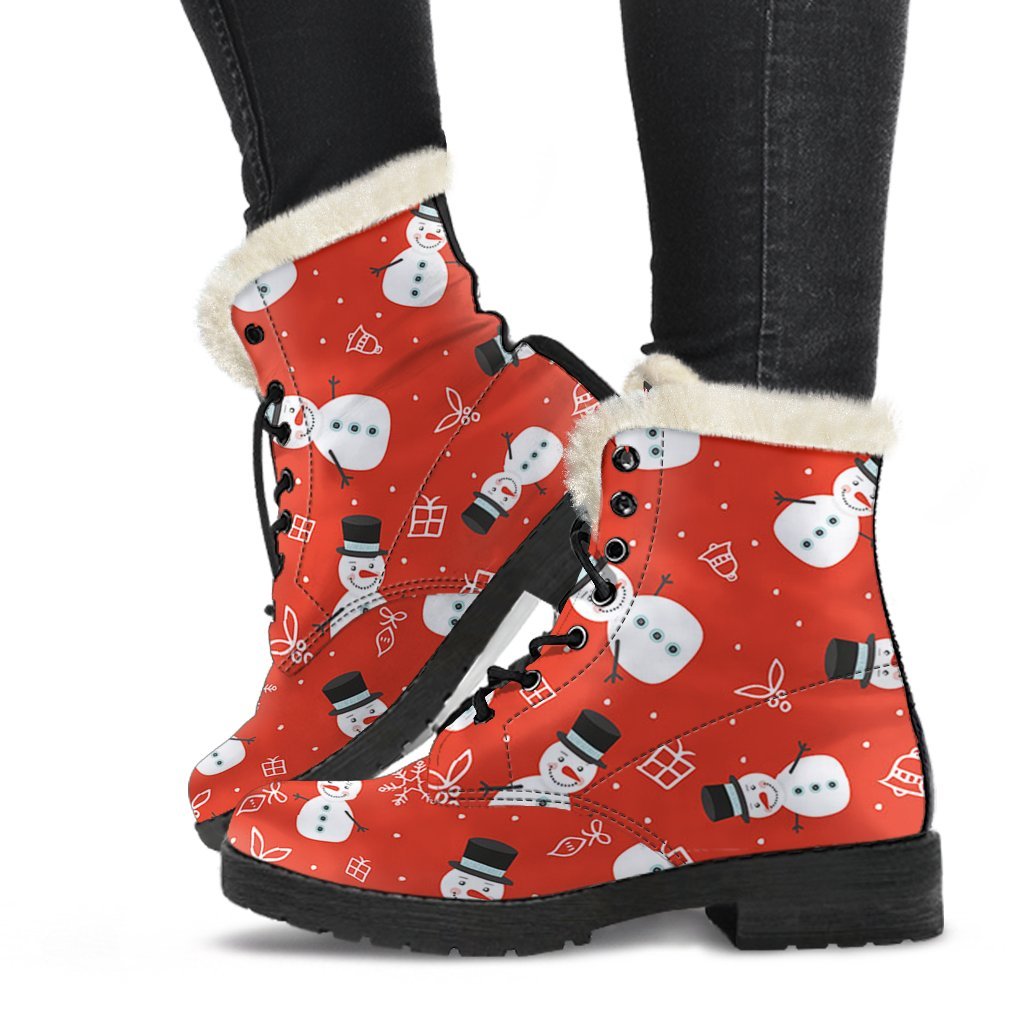 Snowman Snowflake Print Pattern Comfy Winter Boots-grizzshop