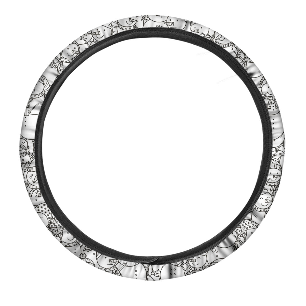 Snowman White And Black Print Pattern Car Steering Wheel Cover-grizzshop