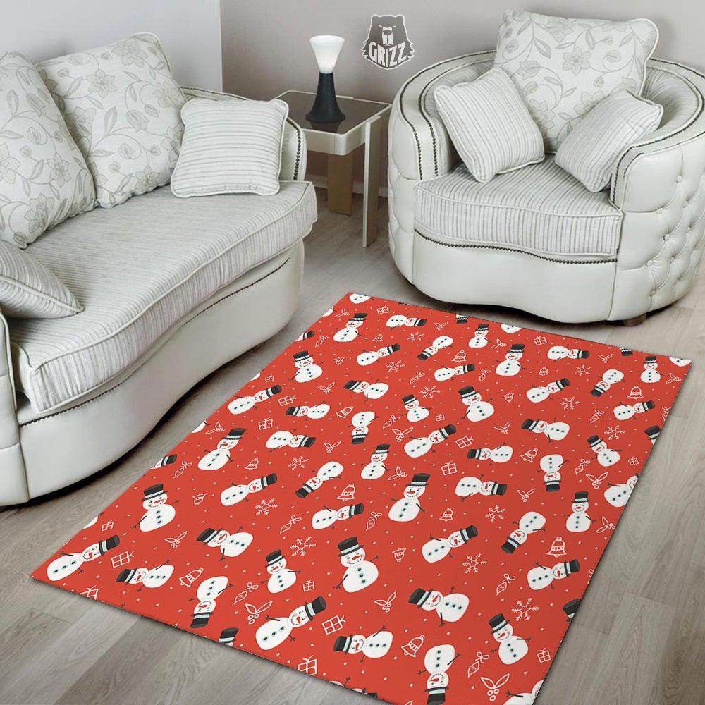 Snowman Xmas Print Pattern Floor Mat-grizzshop