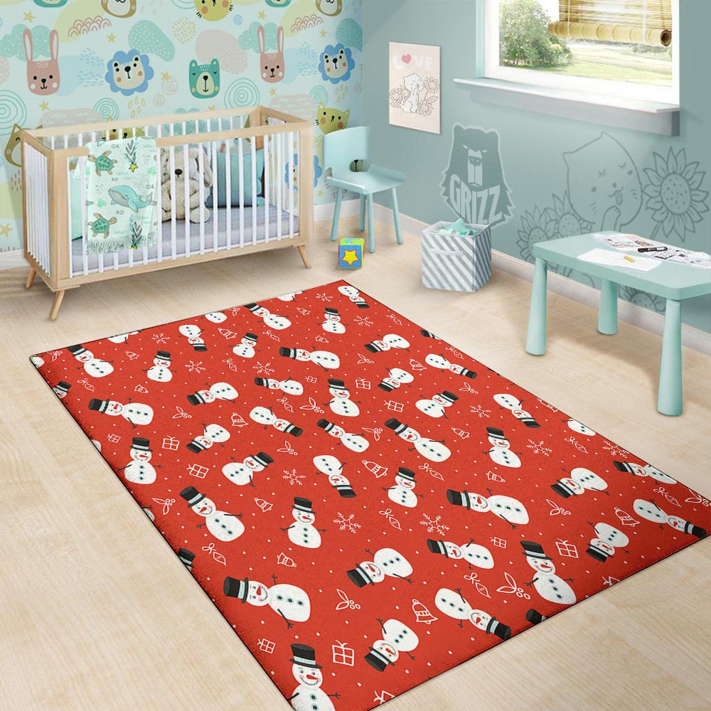 Snowman Xmas Print Pattern Floor Mat-grizzshop