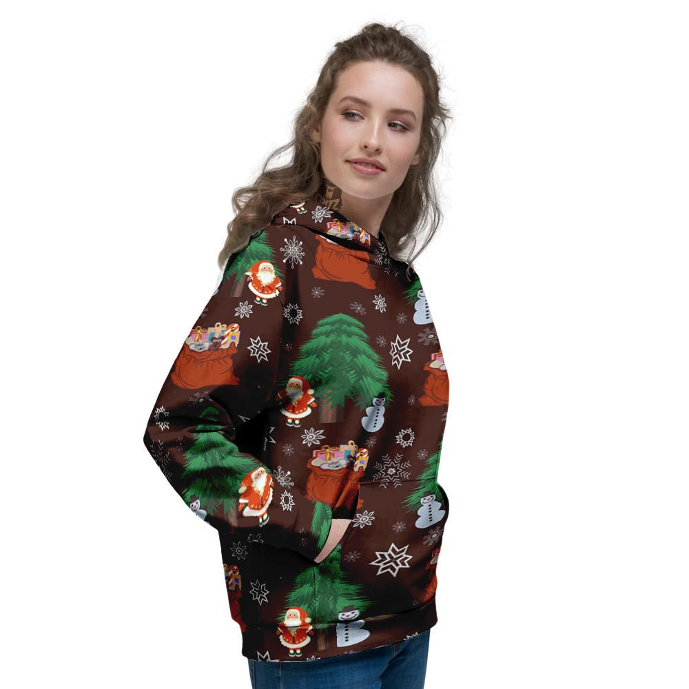 Snowman Santa Print Pattern Women's Hoodie-grizzshop