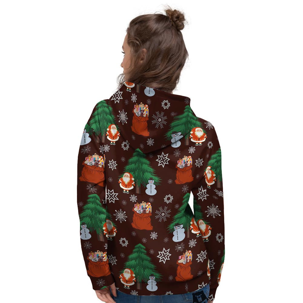 Snowman Santa Print Pattern Women's Hoodie-grizzshop