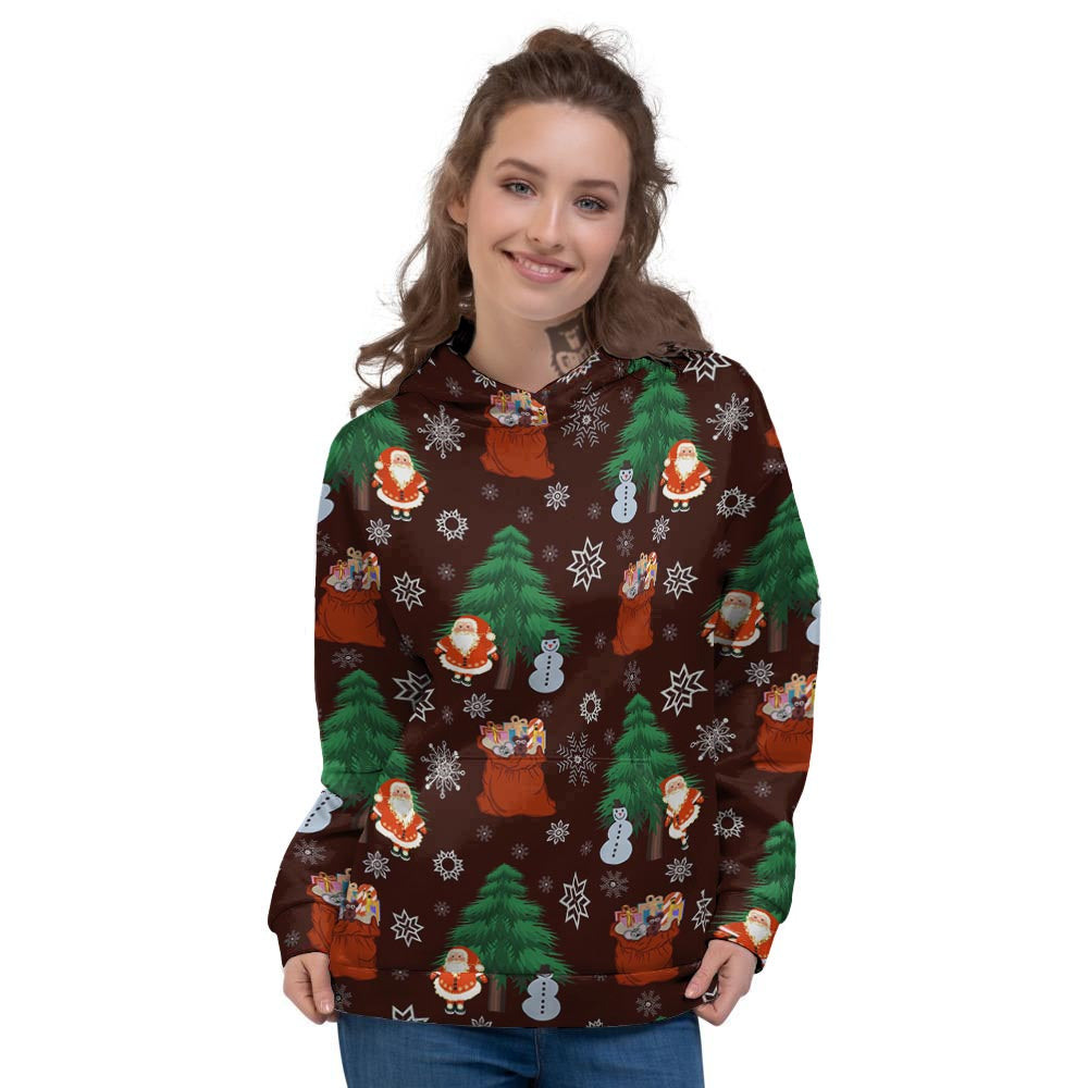 Snowman Santa Print Pattern Women's Hoodie-grizzshop