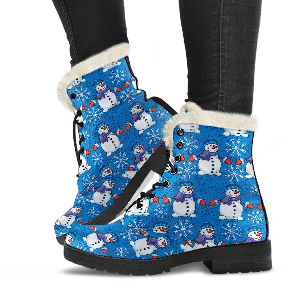 Snowman Snowflake Pattern Print Comfy Winter Boots-grizzshop