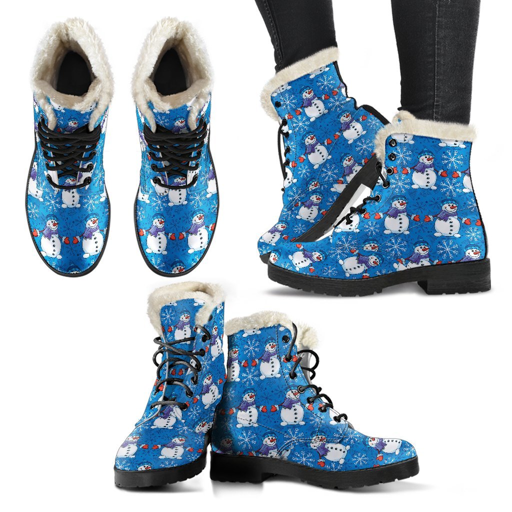 Snowman Snowflake Pattern Print Comfy Winter Boots-grizzshop