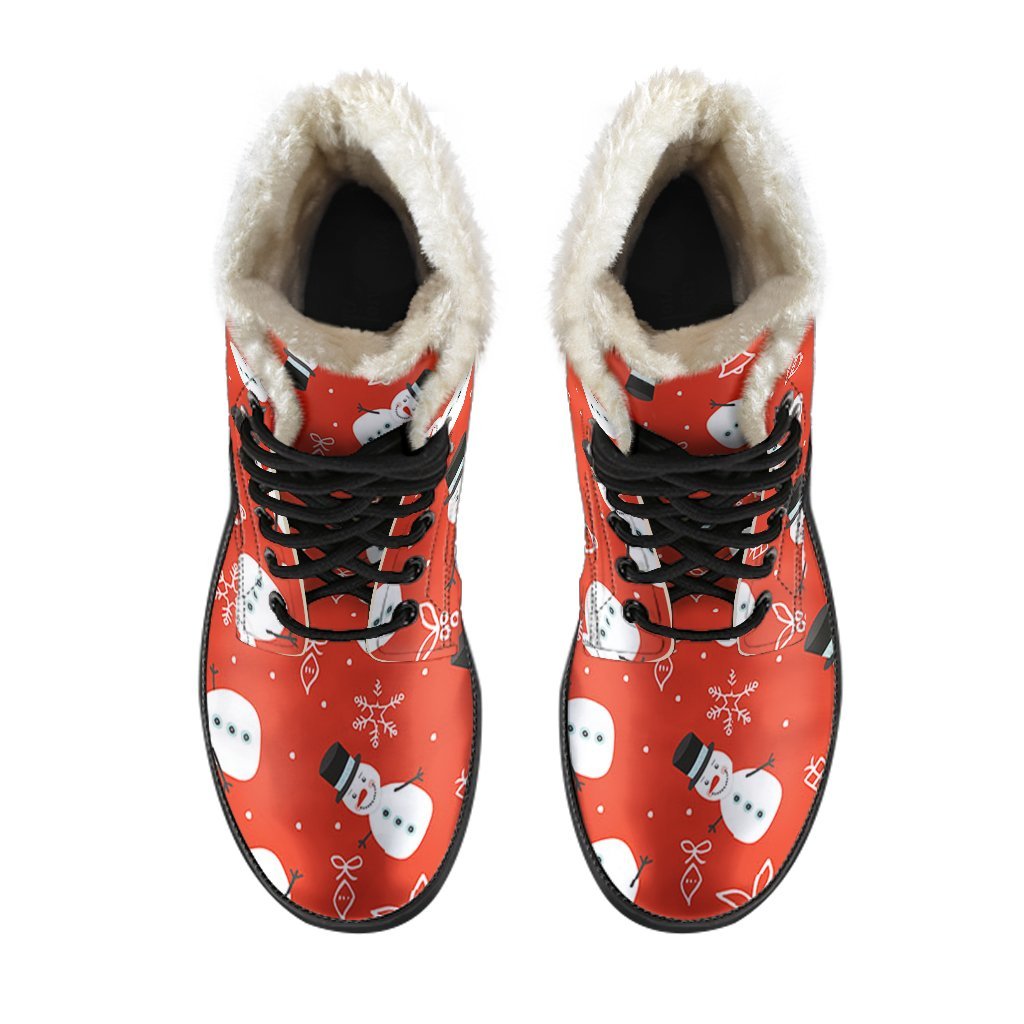 Snowman Snowflake Print Pattern Comfy Winter Boots-grizzshop