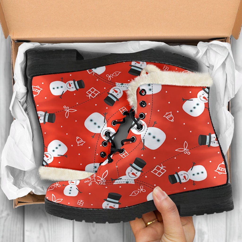 Snowman Snowflake Print Pattern Comfy Winter Boots-grizzshop