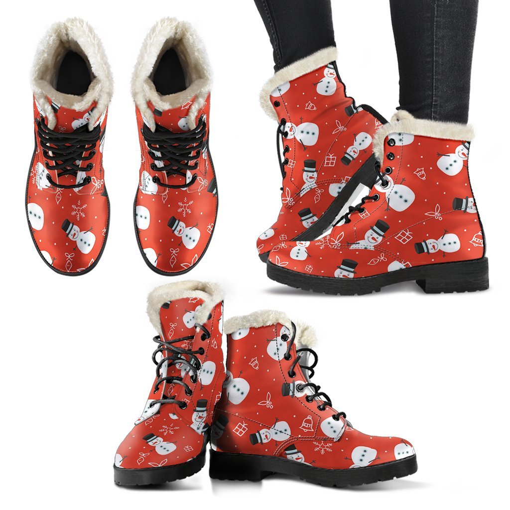 Snowman Snowflake Print Pattern Comfy Winter Boots-grizzshop