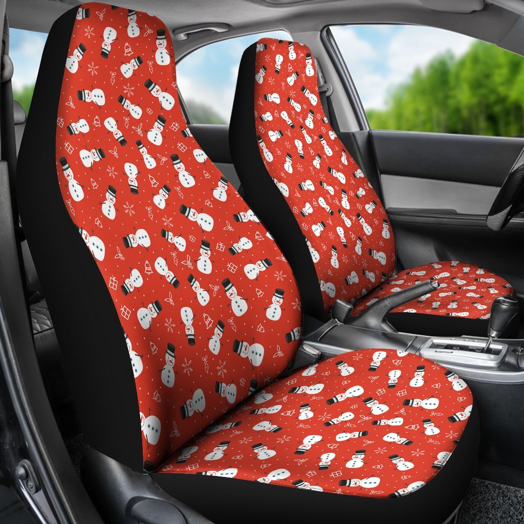 Snowman Snowflake Print Pattern Universal Fit Car Seat Cover-grizzshop