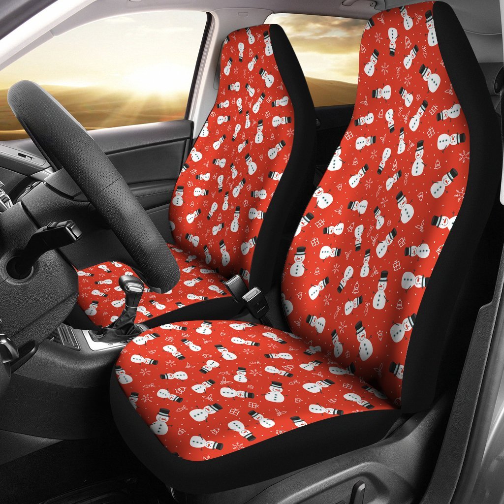 Snowman Snowflake Print Pattern Universal Fit Car Seat Cover-grizzshop