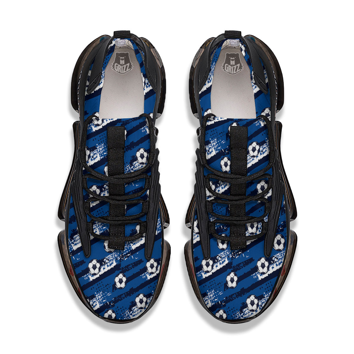 Soccer Ball Blue Print Pattern Black Gym Shoes-grizzshop