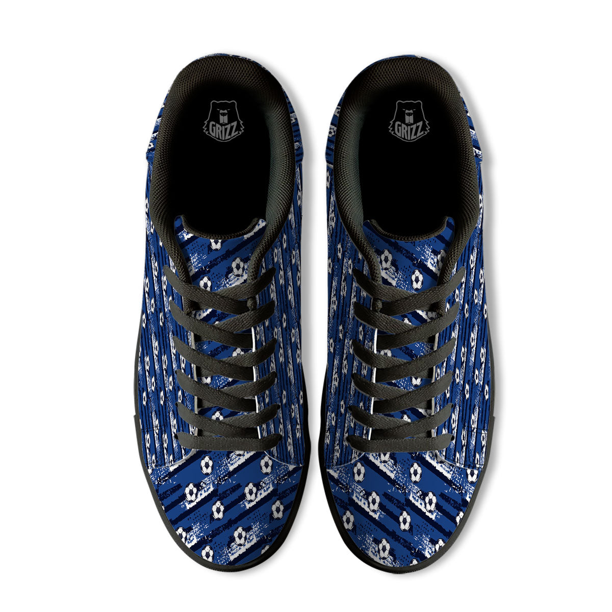 Soccer Ball Blue Print Pattern Black Low Top Sneakers-grizzshop