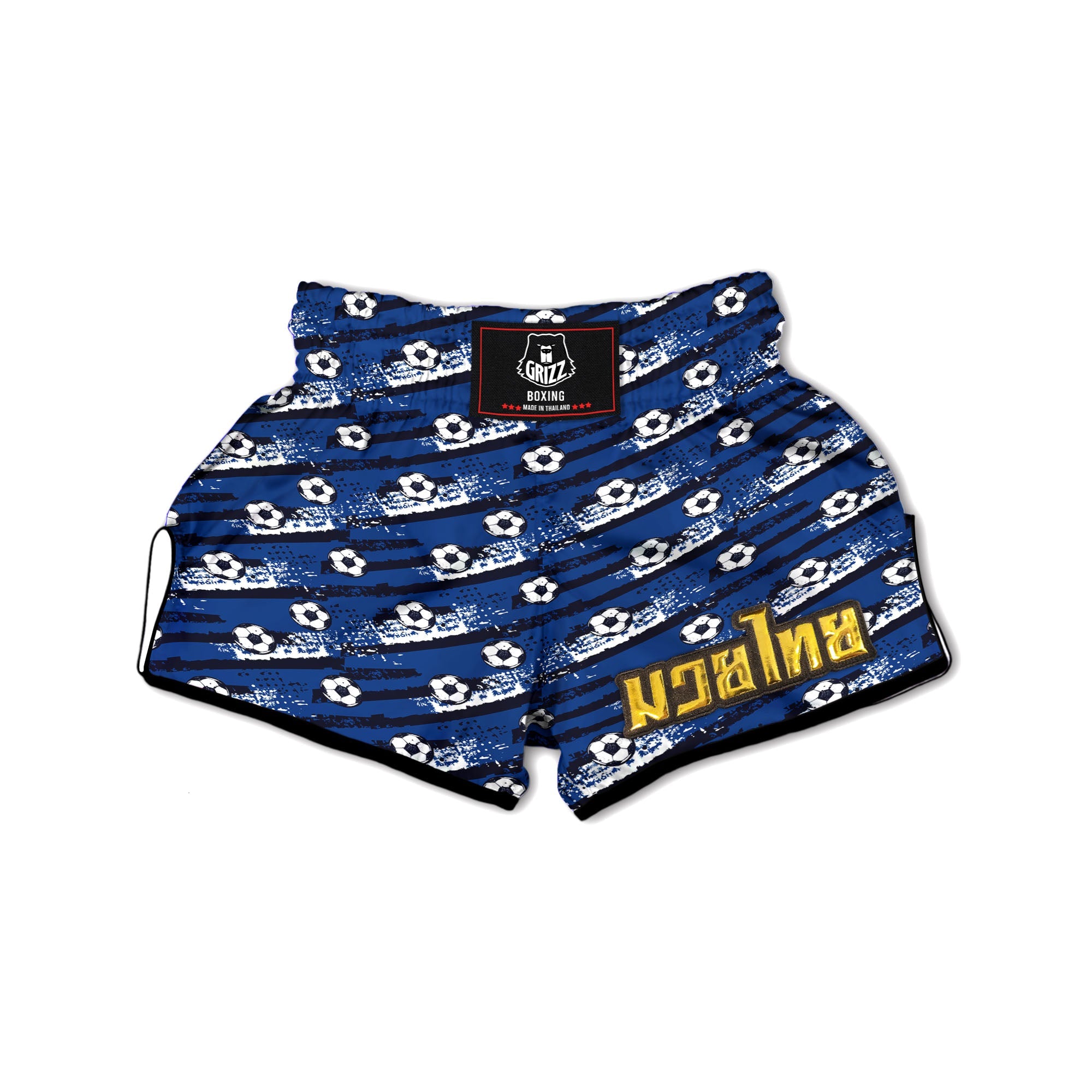 Soccer Ball Blue Print Pattern Muay Thai Boxing Shorts-grizzshop