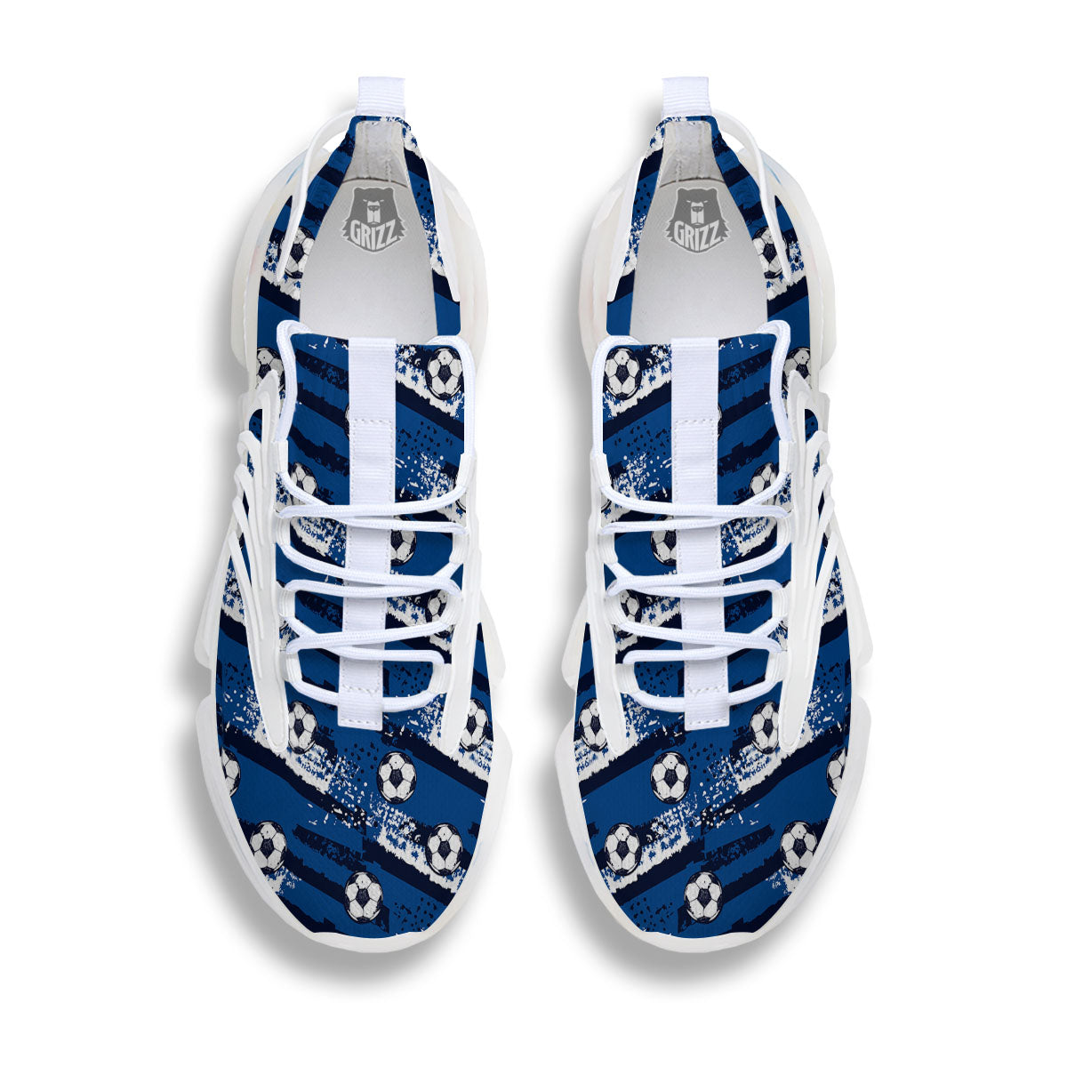 Soccer Ball Blue Print Pattern White Gym Shoes-grizzshop