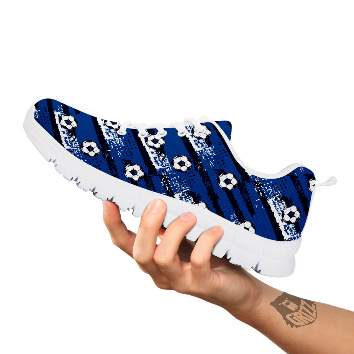 Soccer Ball Blue Print Pattern White Sneaker-grizzshop