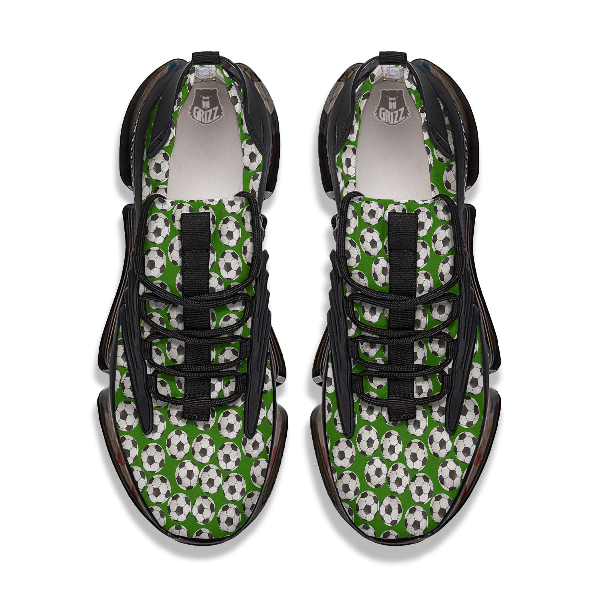 Soccer Ball Green Print Pattern Black Gym Shoes-grizzshop