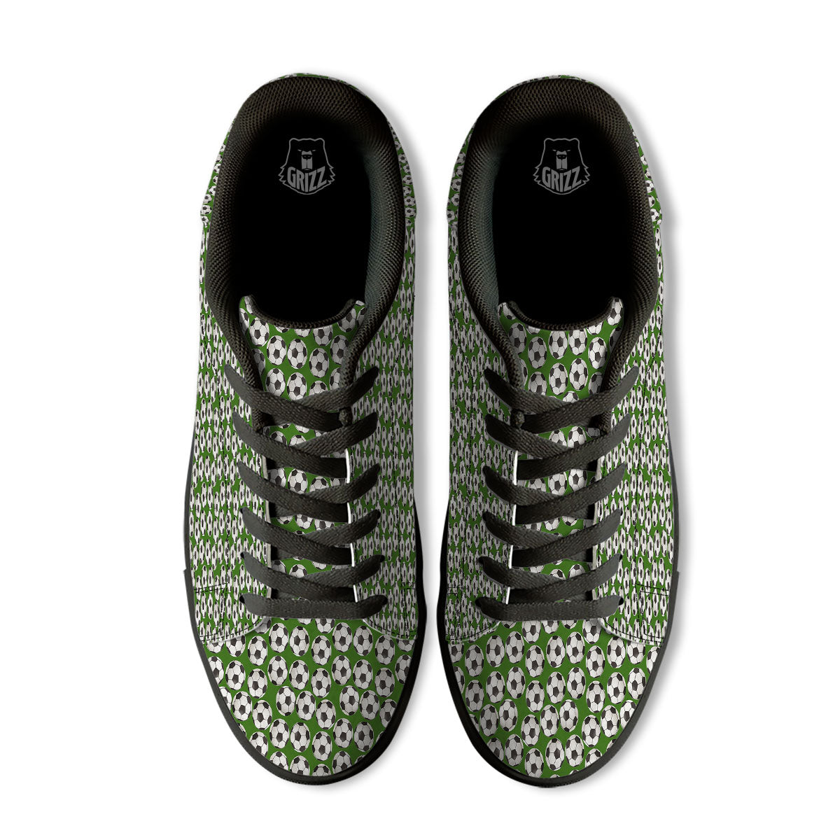 Soccer Ball Green Print Pattern Black Low Top Sneakers-grizzshop