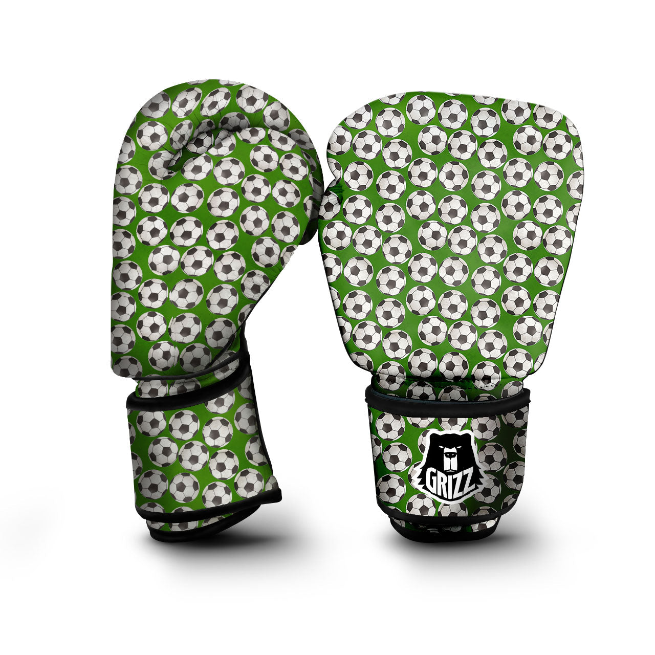 Soccer Ball Green Print Pattern Boxing Gloves-grizzshop