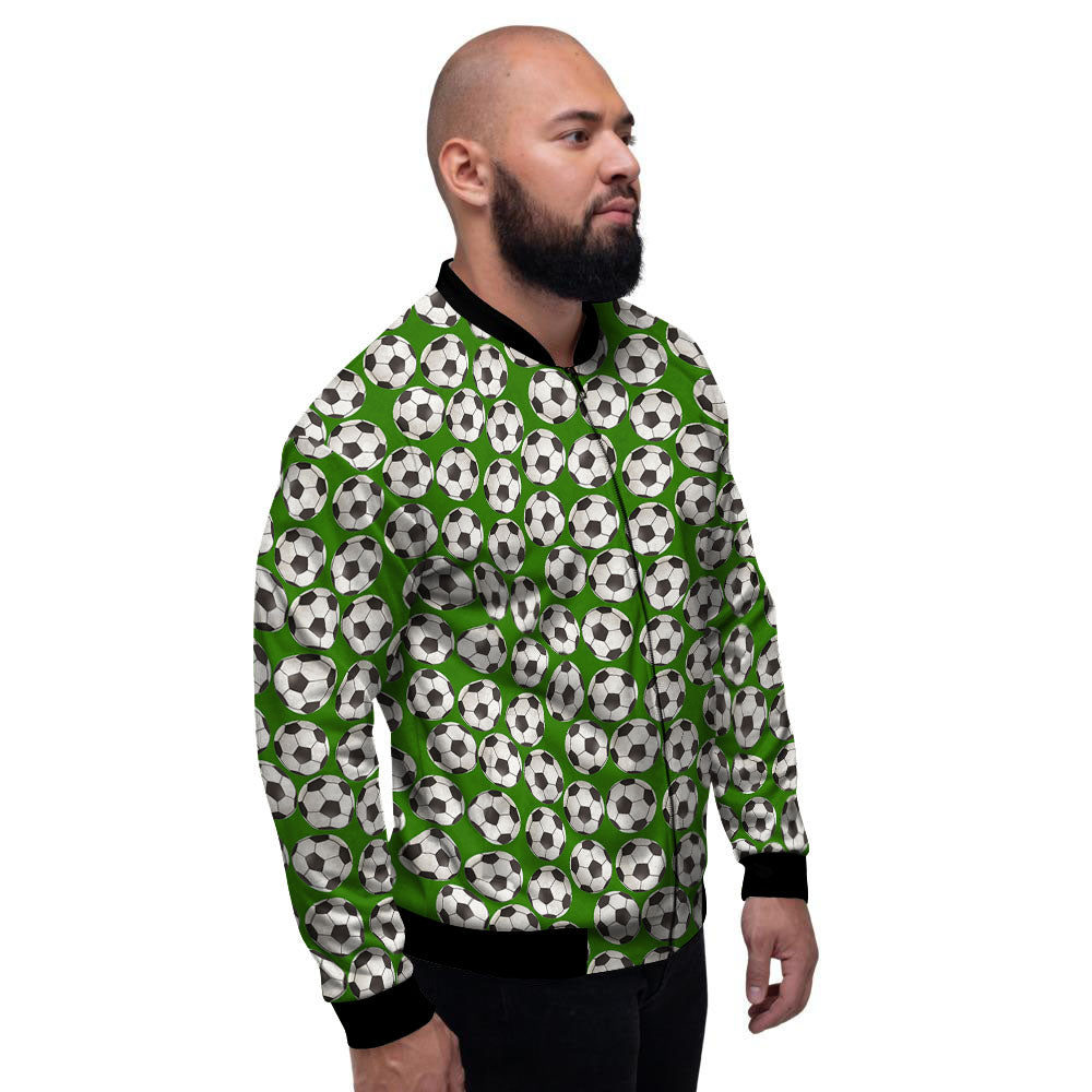 Soccer Ball Green Print Pattern Men's Bomber Jacket-grizzshop