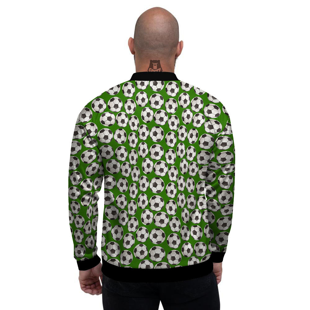 Soccer Ball Green Print Pattern Men's Bomber Jacket-grizzshop
