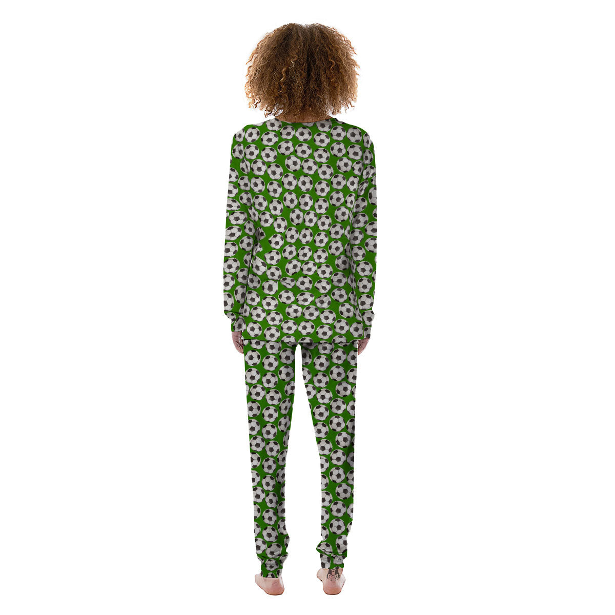 Soccer Ball Green Print Pattern Women's Pajamas-grizzshop