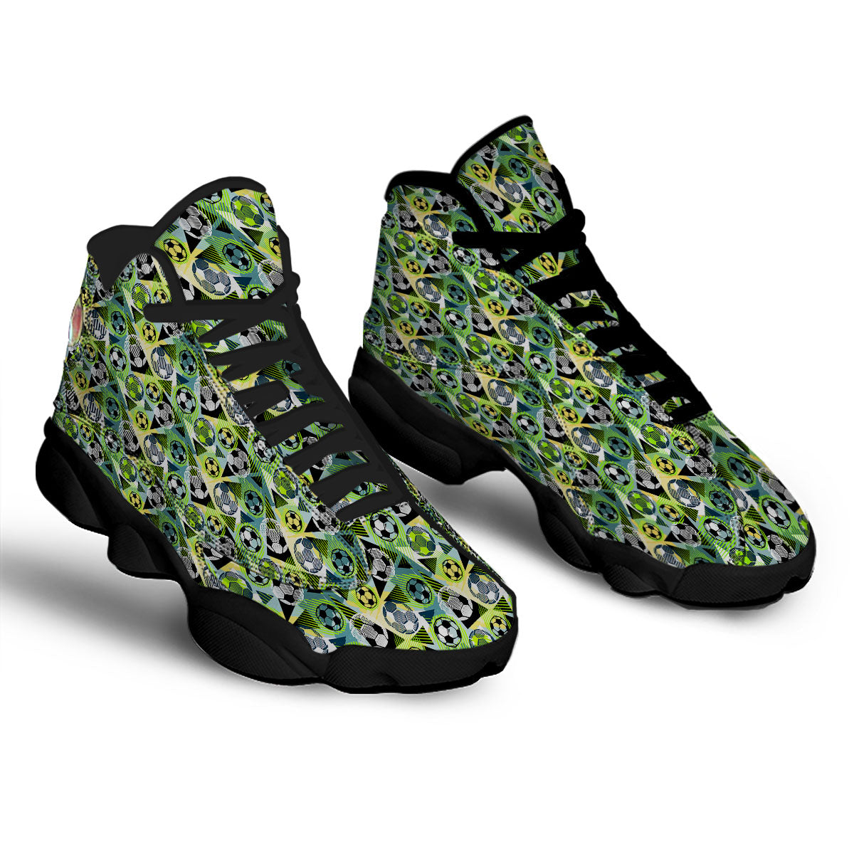 Soccer Ball Grunge Print Pattern Black Basketball Shoes-grizzshop