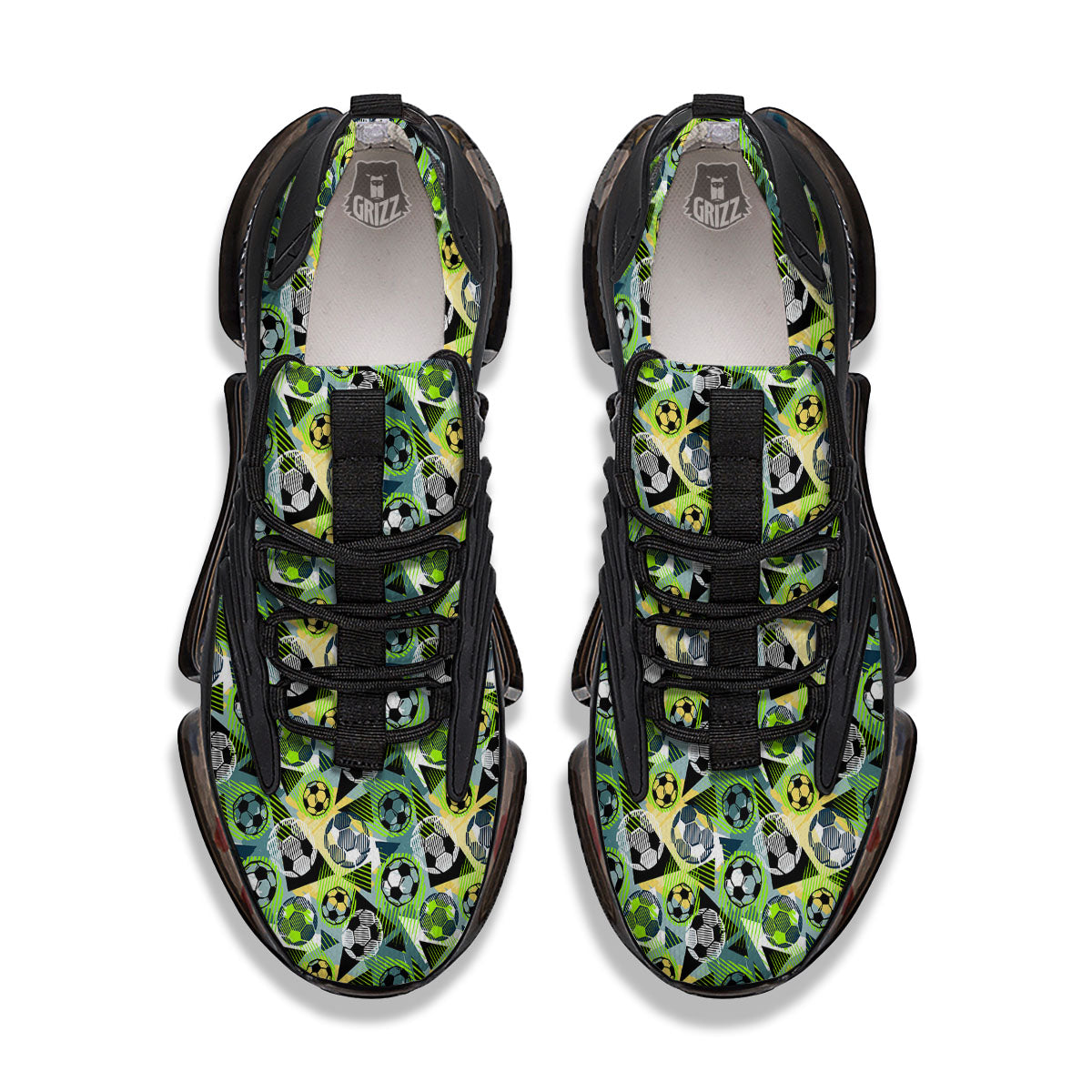 Soccer Ball Grunge Print Pattern Black Gym Shoes-grizzshop