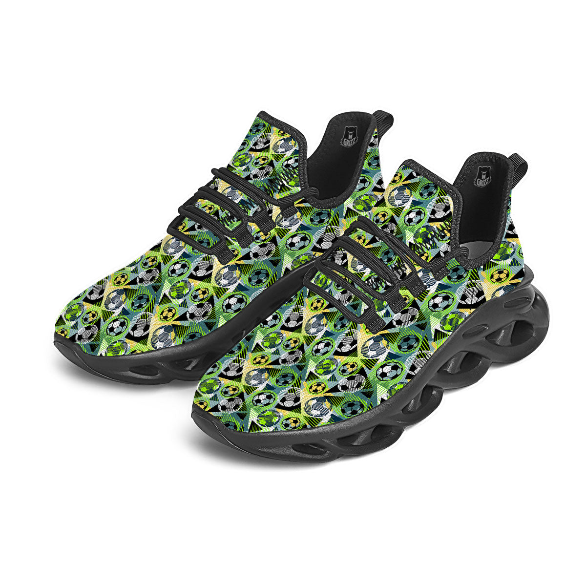 Soccer Ball Grunge Print Pattern Black Running Shoes-grizzshop