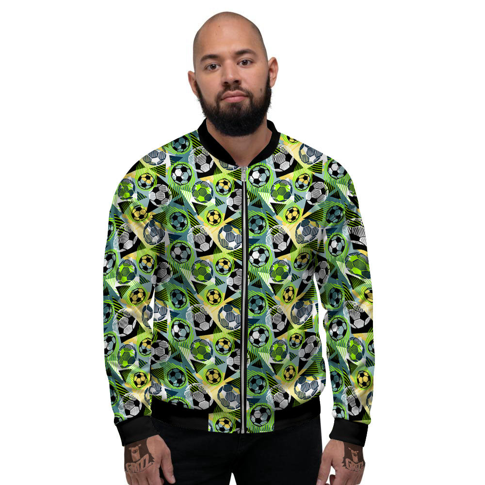 Soccer Ball Grunge Print Pattern Men's Bomber Jacket-grizzshop
