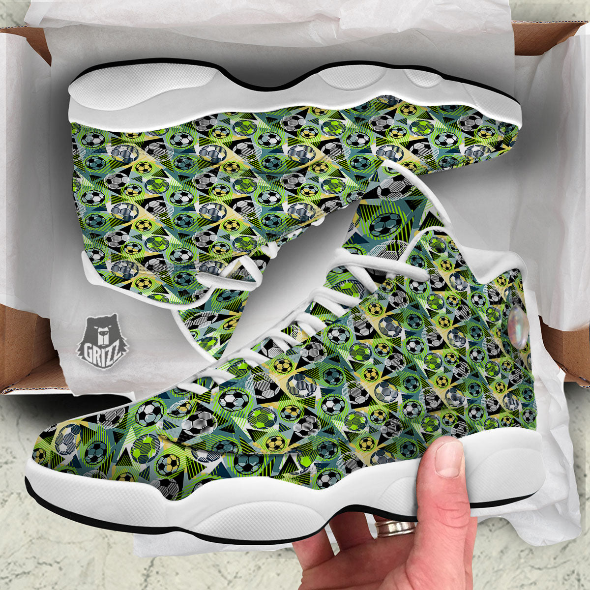 Soccer Ball Grunge Print Pattern White Basketball Shoes-grizzshop
