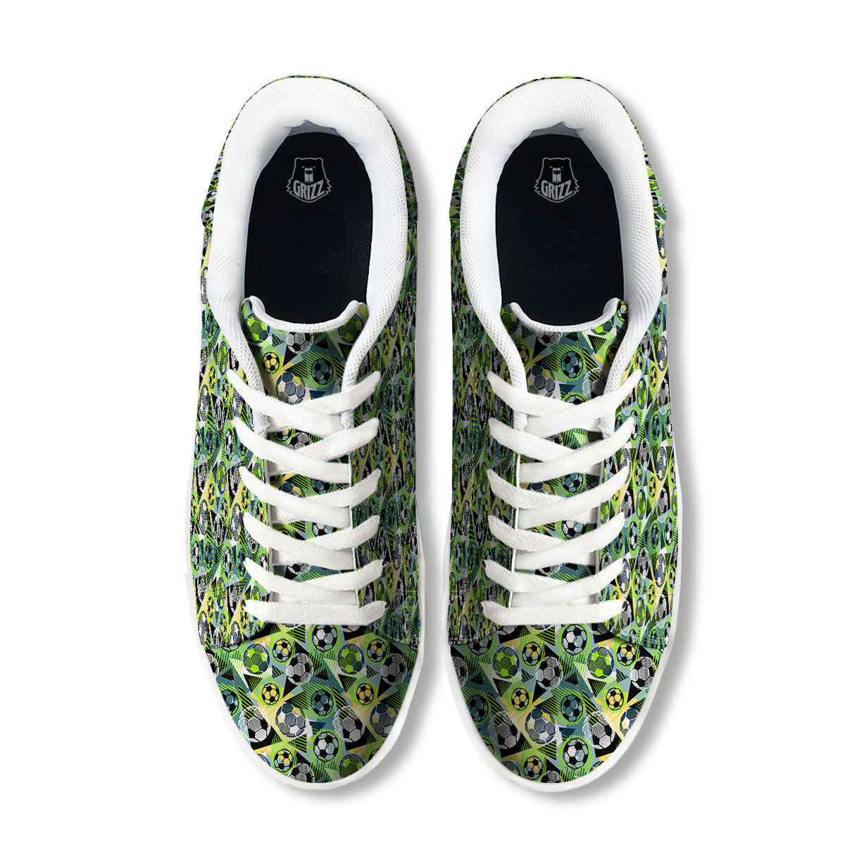 Soccer Ball Grunge Print Pattern White Low Top Sneakers-grizzshop