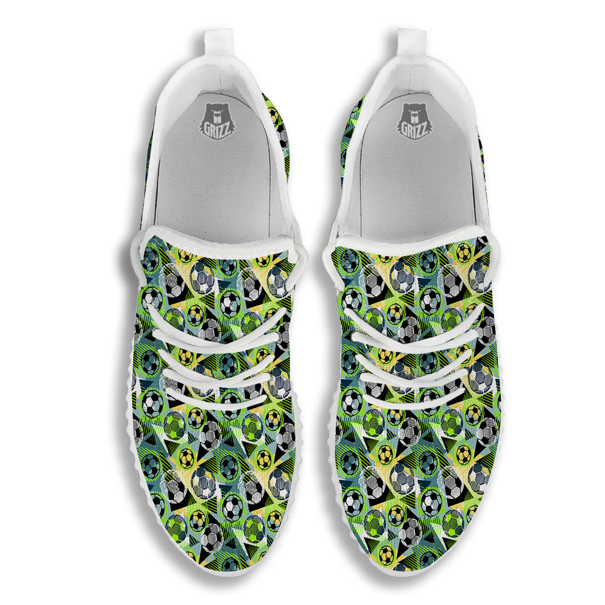 Soccer Ball Grunge Print Pattern White Walking Shoes-grizzshop