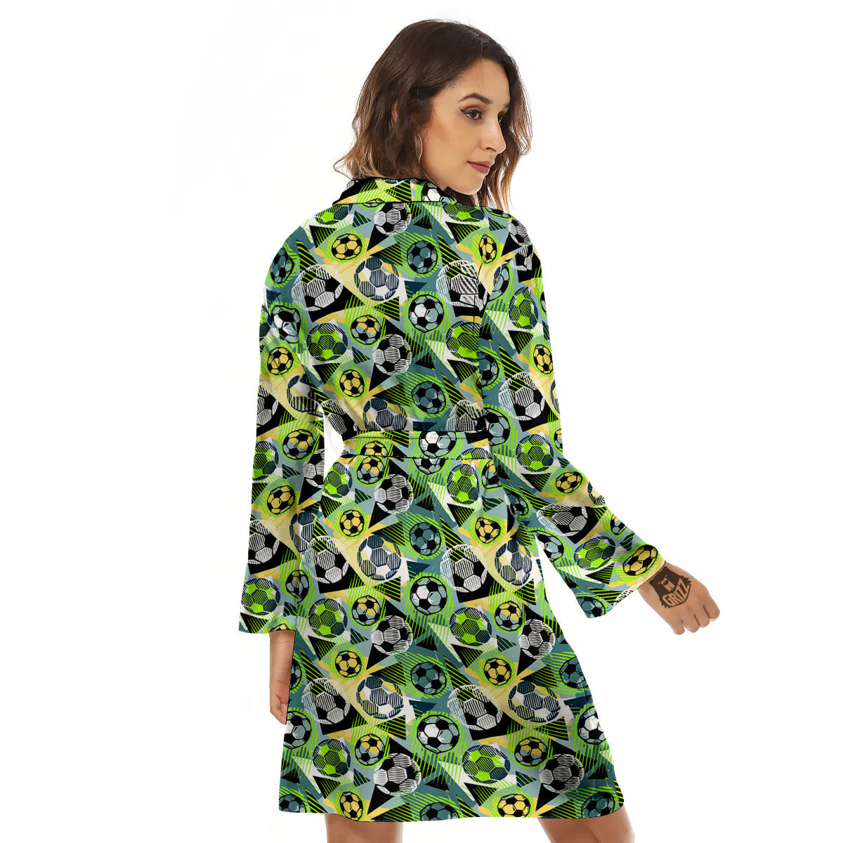 Soccer Ball Grunge Print Pattern Women's Robe-grizzshop