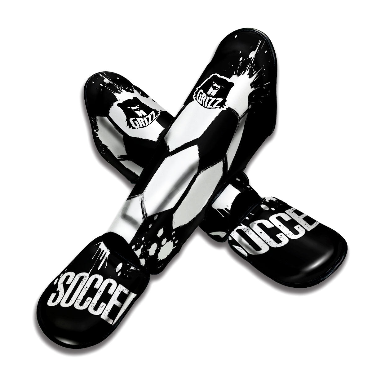 Soccer Ball White And Black Print Muay Thai Shin Guards-grizzshop