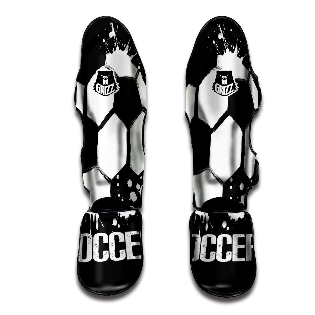 Soccer Ball White And Black Print Muay Thai Shin Guards-grizzshop