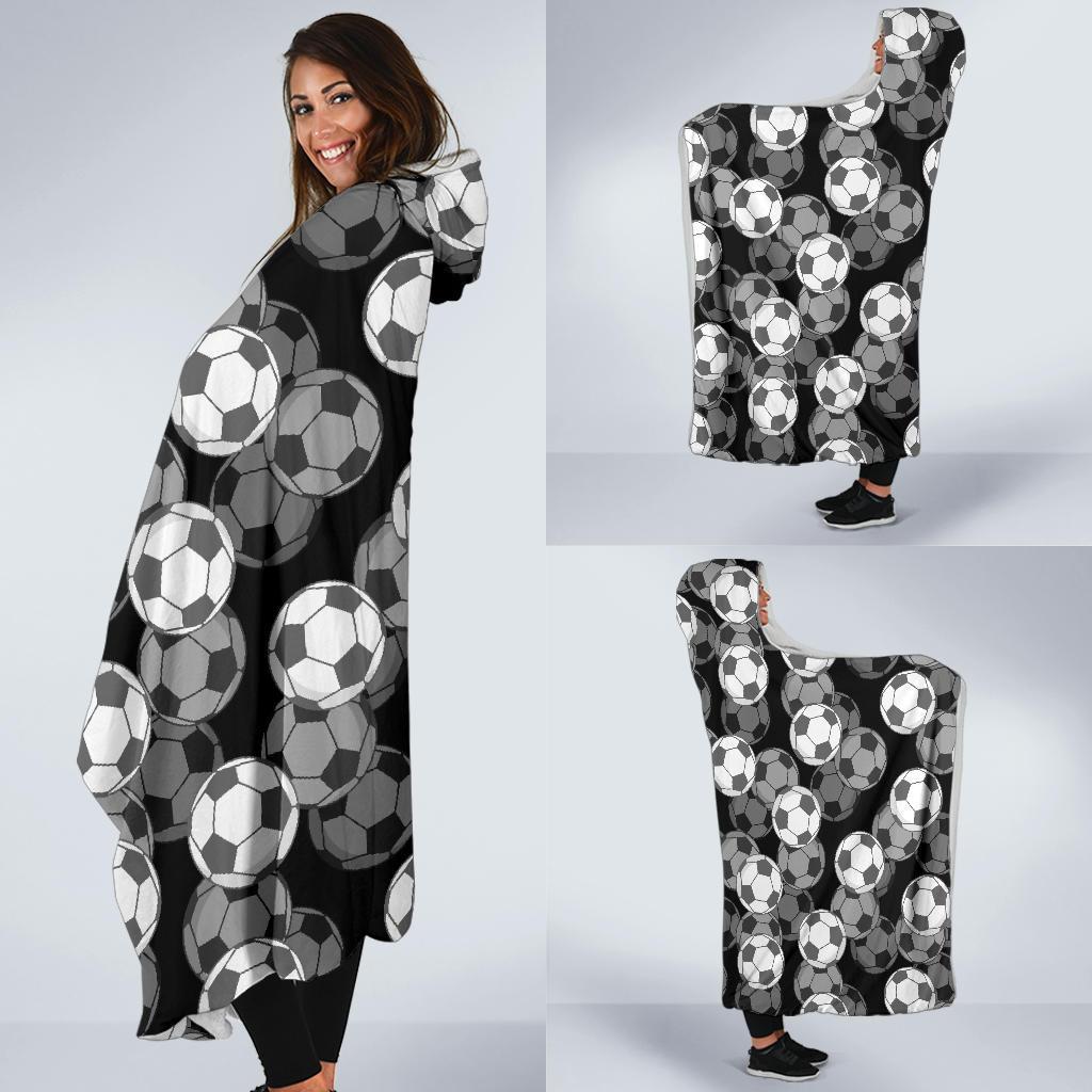 Soccer Pattern Print Hooded Blanket-grizzshop