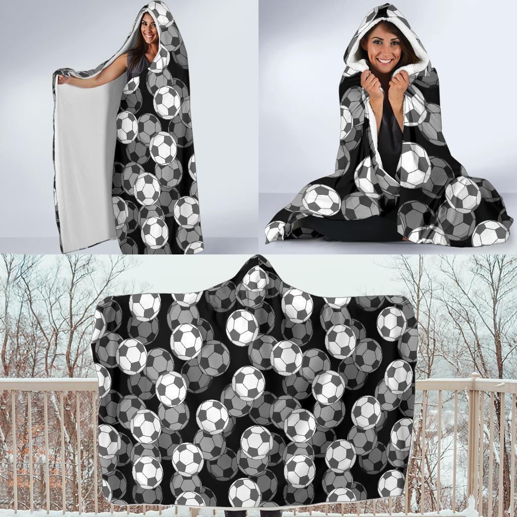 Soccer Pattern Print Hooded Blanket-grizzshop
