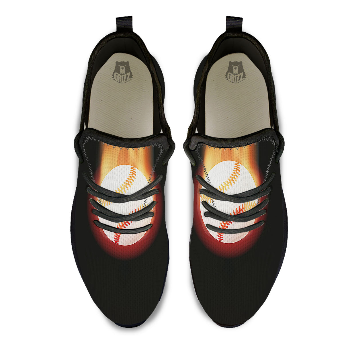 Softball Fireball Print Black Athletic Shoes-grizzshop