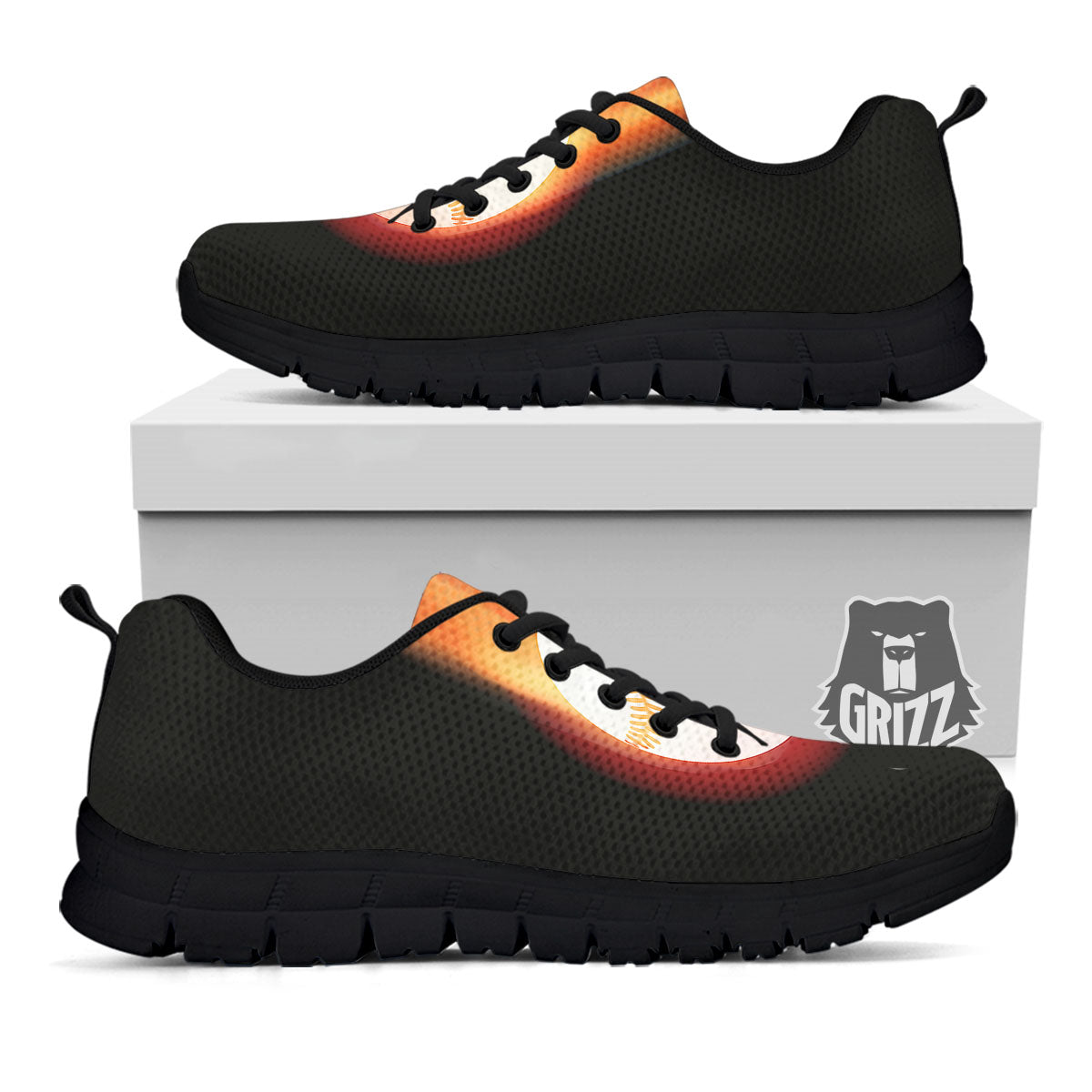 Softball Fireball Print Black Sneaker-grizzshop