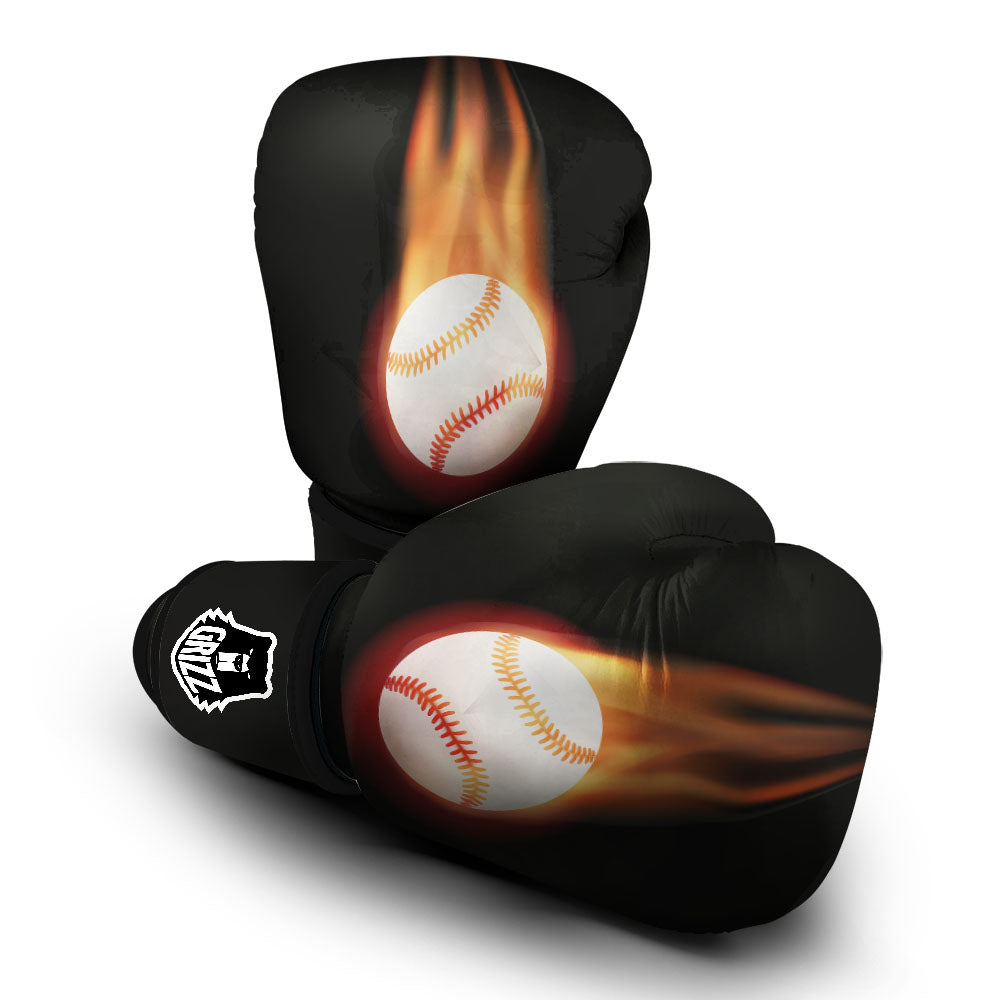 Softball Fireball Print Boxing Gloves-grizzshop