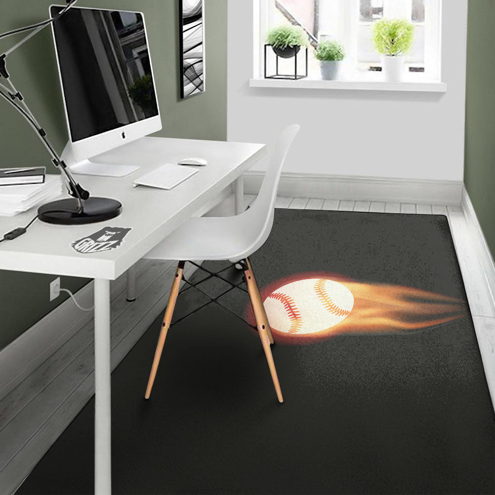 Softball Fireball Print Floor Mat-grizzshop