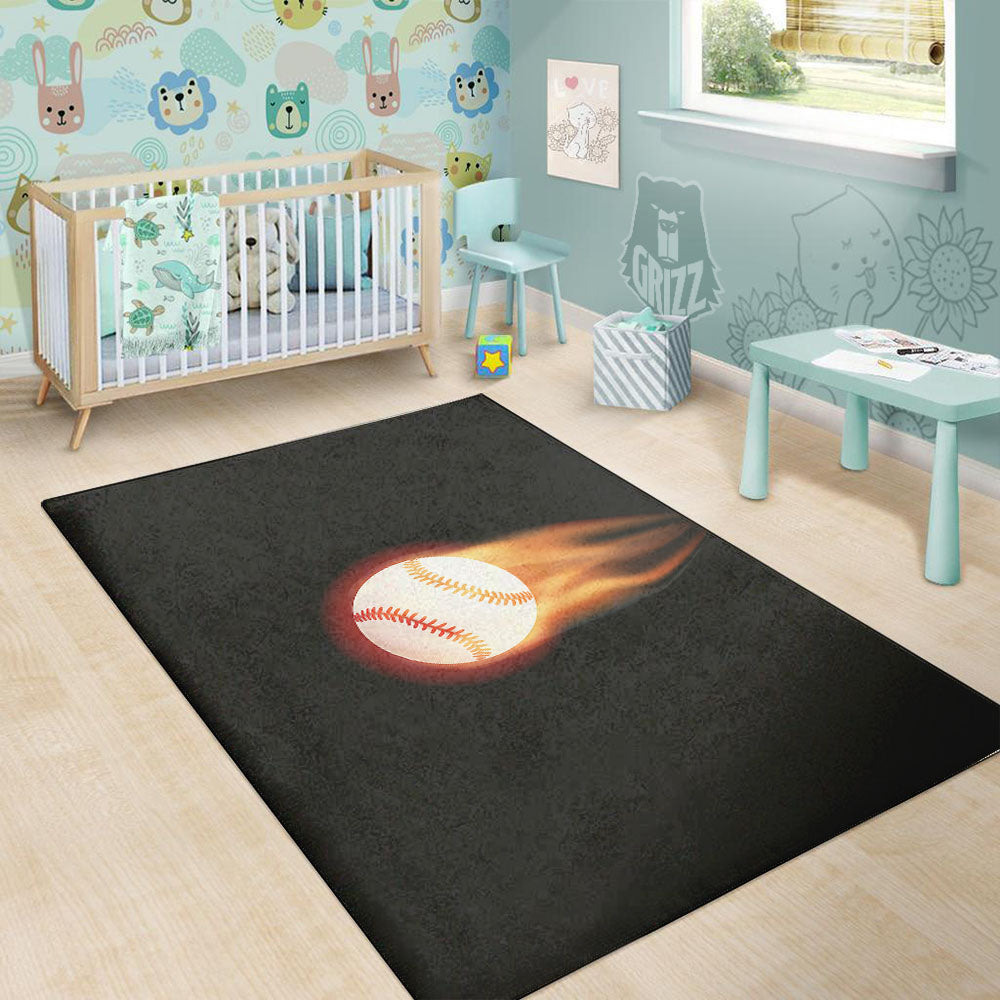 Softball Fireball Print Floor Mat-grizzshop