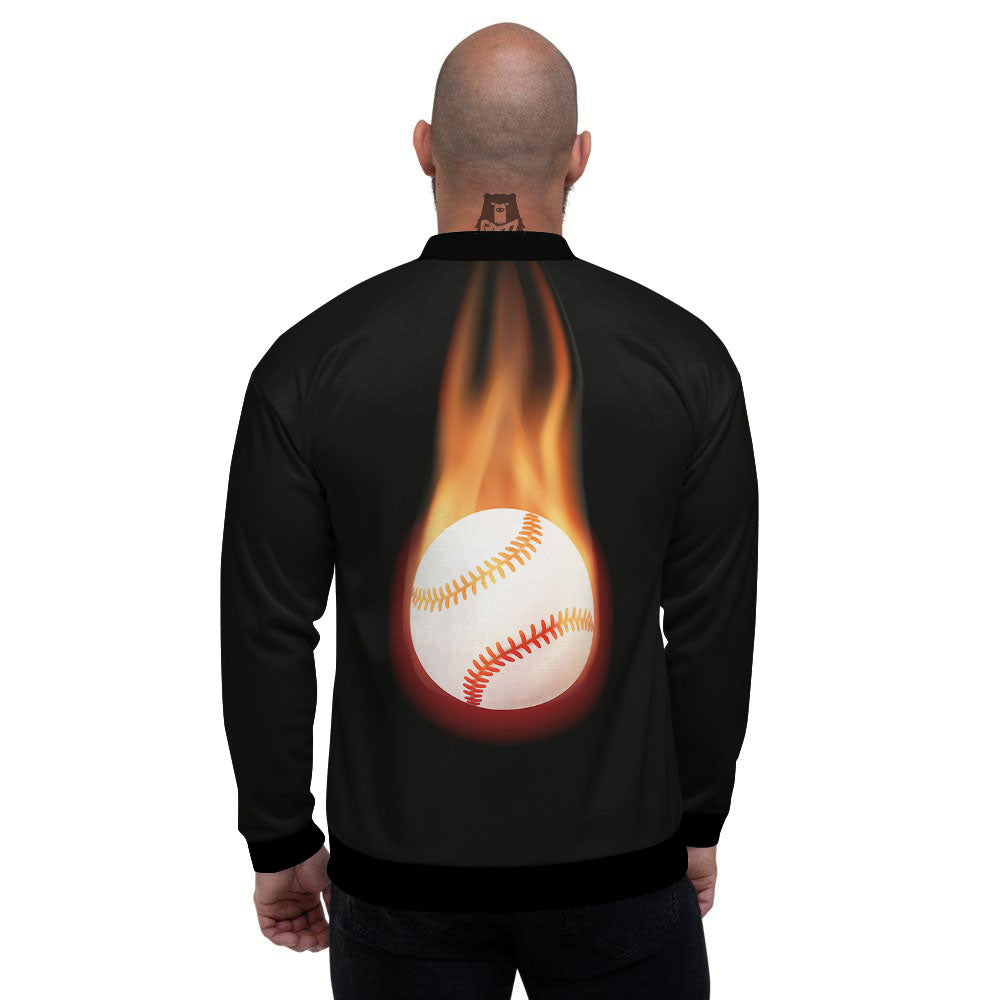 Softball Fireball Print Men's Bomber Jacket-grizzshop