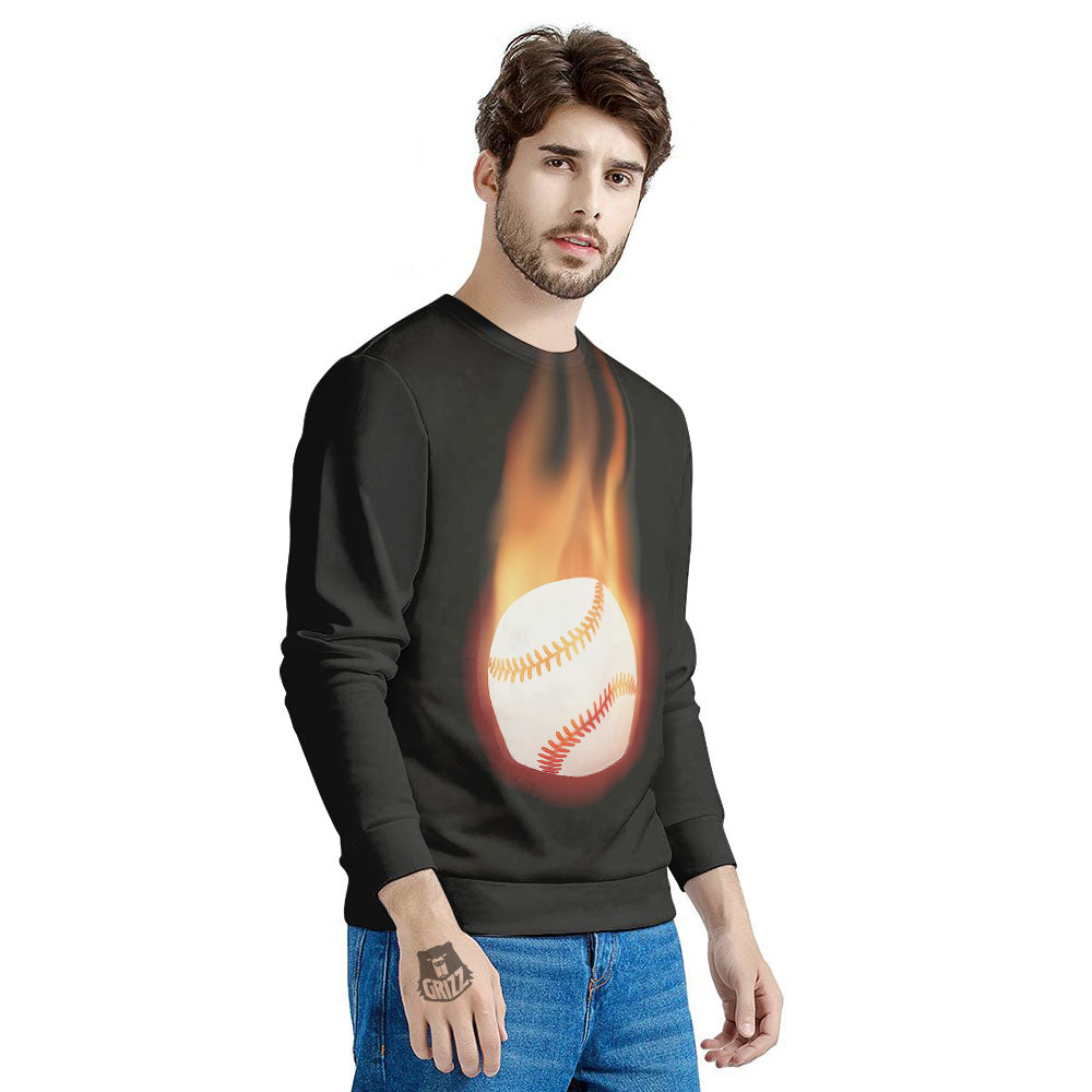 Softball Fireball Print Men's Sweatshirt-grizzshop
