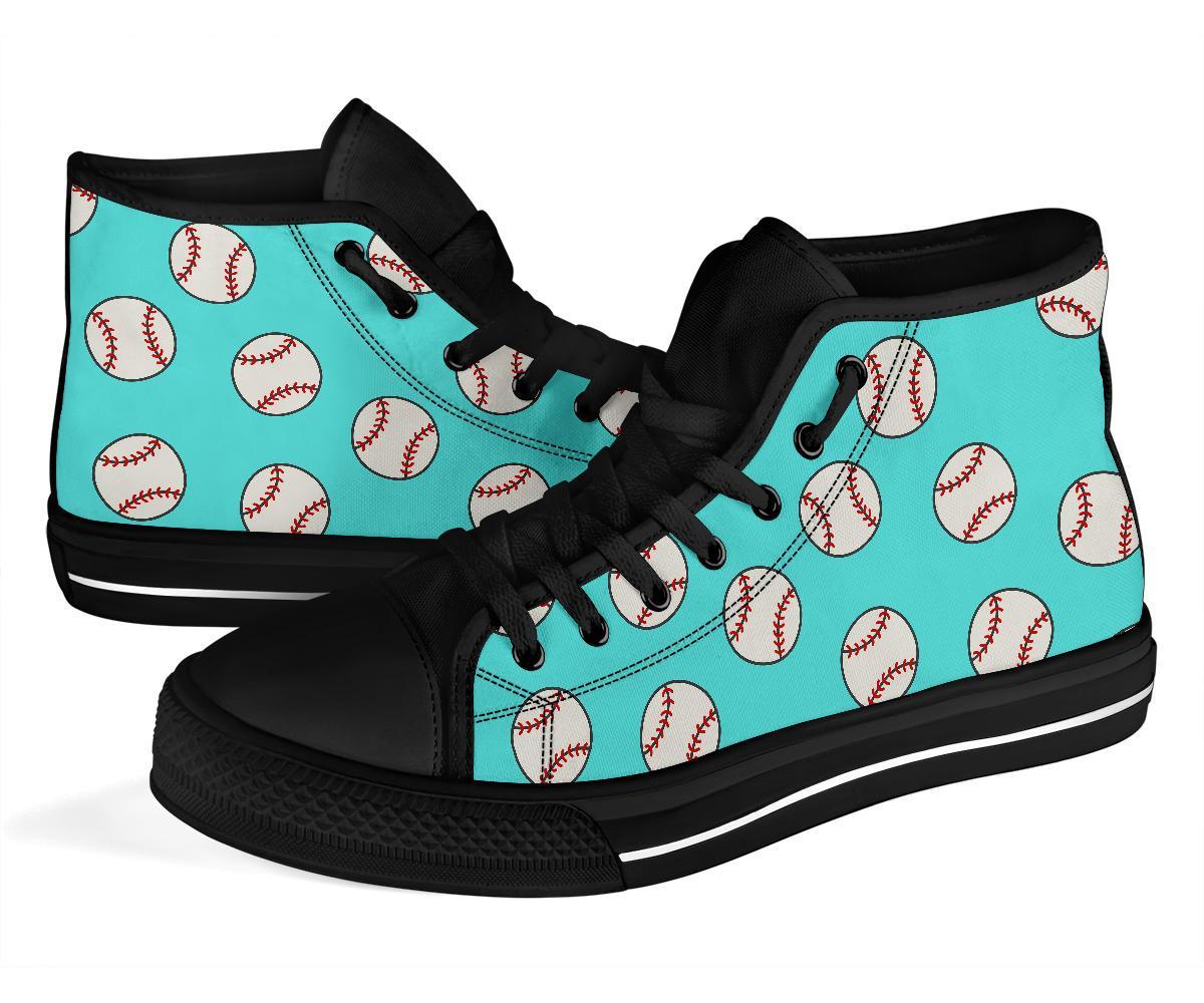 Softball Pattern Print Men Women's High Top Shoes-grizzshop