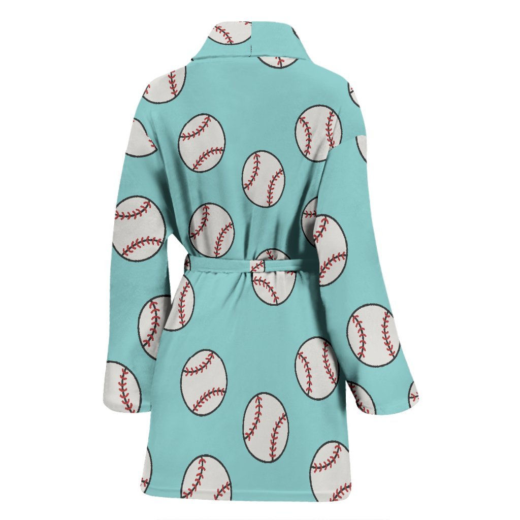 Softball Pattern Print Women Long Robe-grizzshop