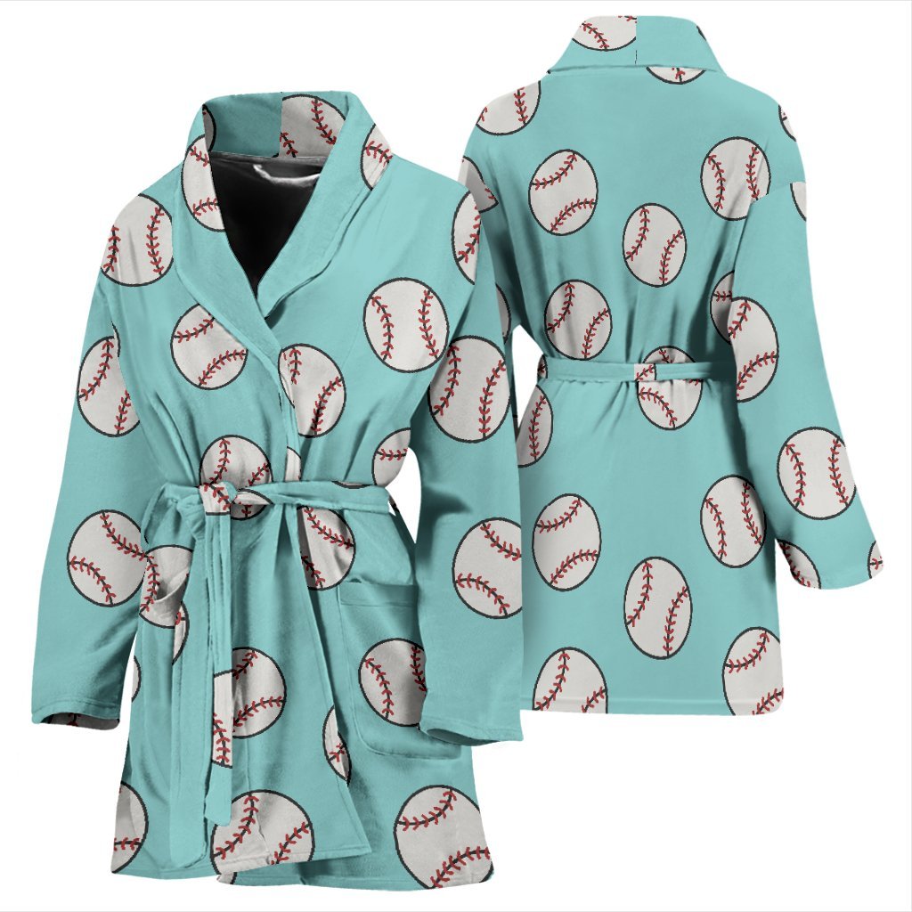 Softball Pattern Print Women Long Robe-grizzshop